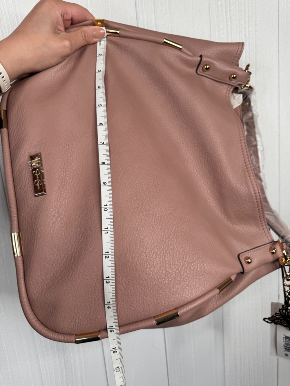 Jessica Simpson Blush Pink Leather Shoulder Bag with Gold Hardware - Picture 12 of 14